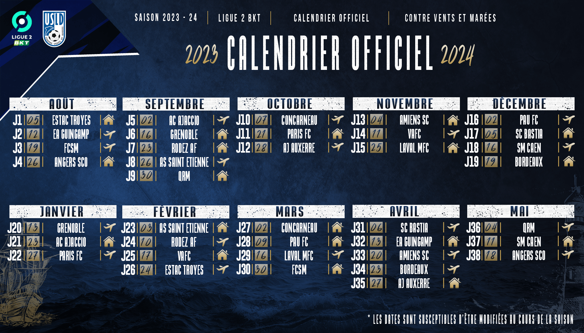 Le calendrier 2023-24 des Maritimes dévoilé ! - USL Dunkerque