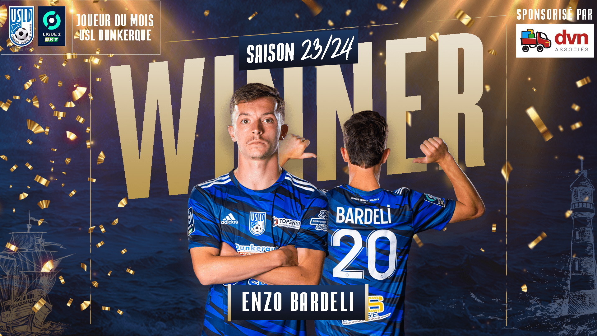 Enzo Bardeli est élu joueur de la saison 23/24 USL Dunkerque